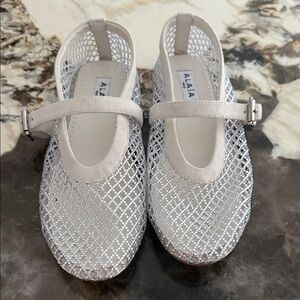 Alaia White Embellished Fishnet Flats
